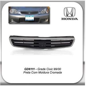 Grade Radiador Honda Civic 99 00 Preta Moldura Cromada