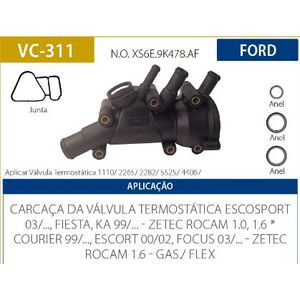 Carcaca Valvula Termostatica Fiesta 1.0 1.6 1999 Zetec Roca