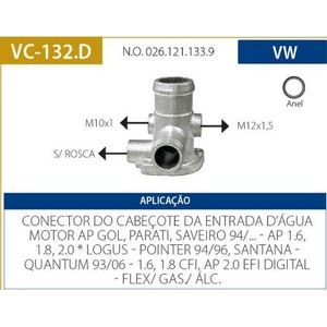 Tubo Conexao Dagua Cabecote Santana 1.8 2.0 1993 A 2006 Ap