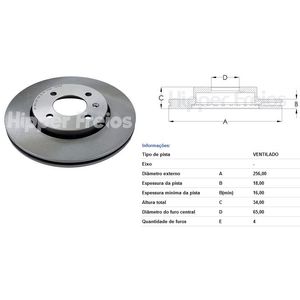 Disco Freio Dianteiro Gol G5 2008 Ventilado Aro 14