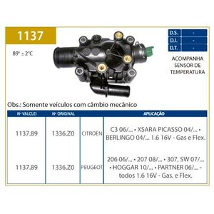 Valvula Termostatica Peugeot 206 1.6 16V 2005 A 2010 C Carc