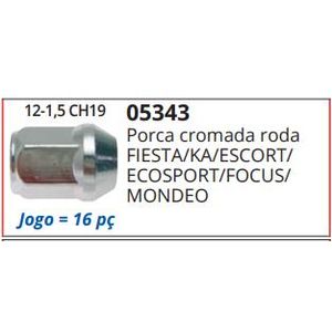 Porca Roda Fiesta Ka Escort Zetec Focus Cromada Fechada